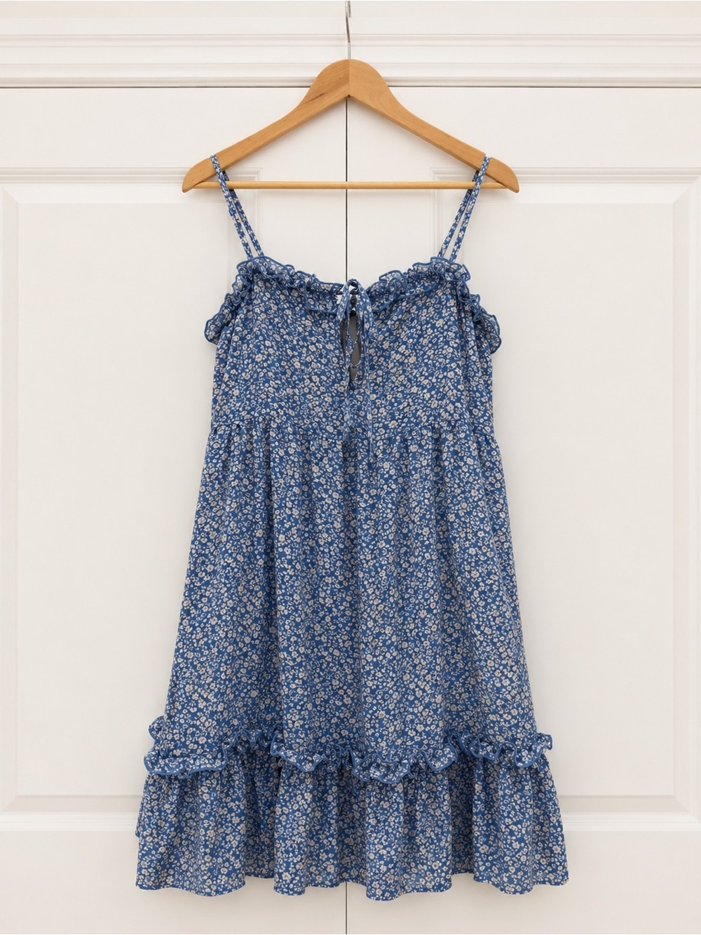 DRESS FORUM Blue Floral Tie-Neck Dress